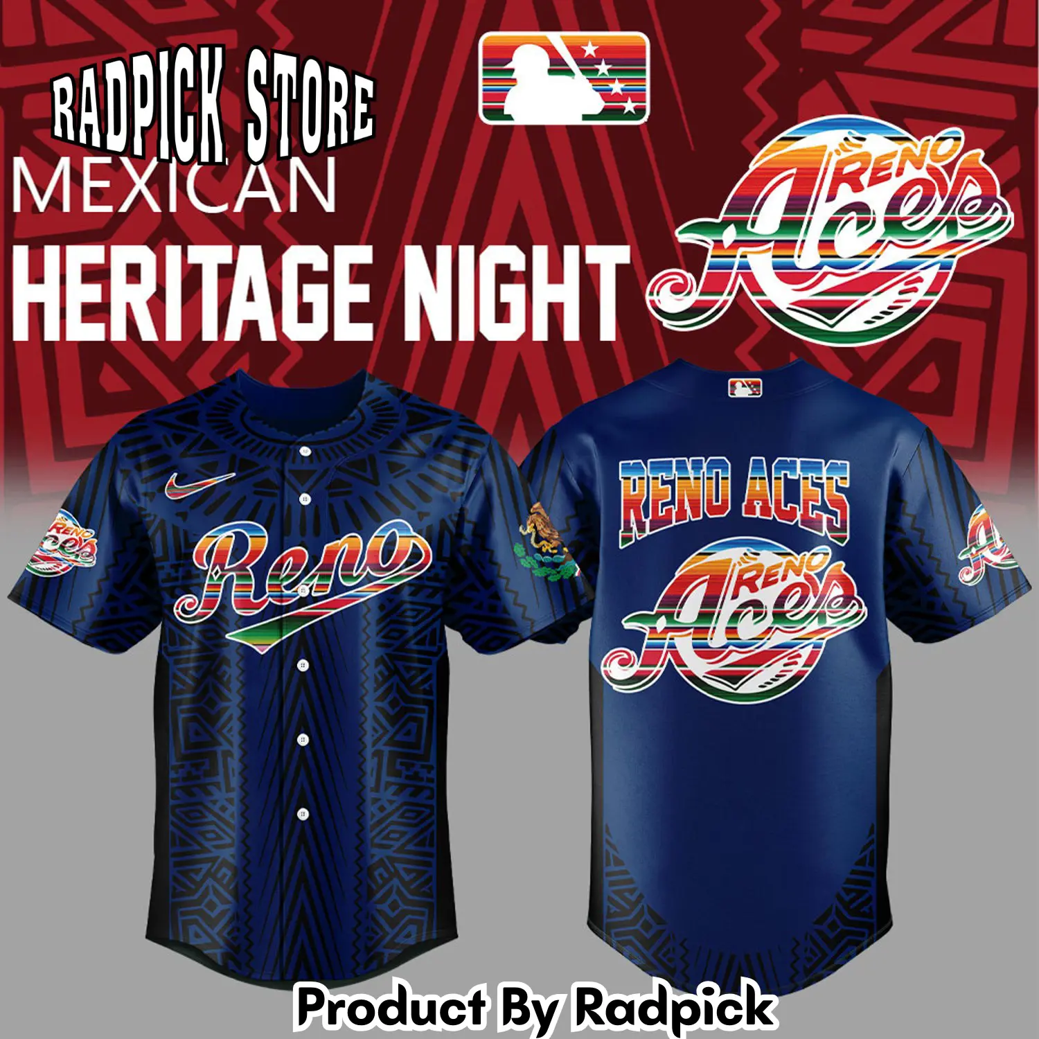 Radpick reno aces mexican heritage night blue combo baseball jersey rp127200